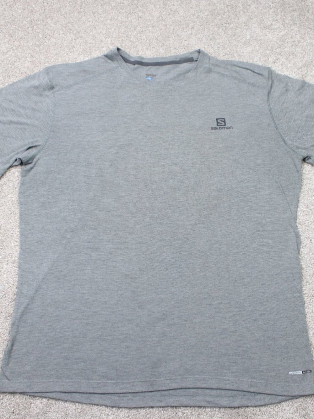 Salomon‎ Shirt Mens XL Gray Advanced Skin Active Dry Performance Short Sleeve